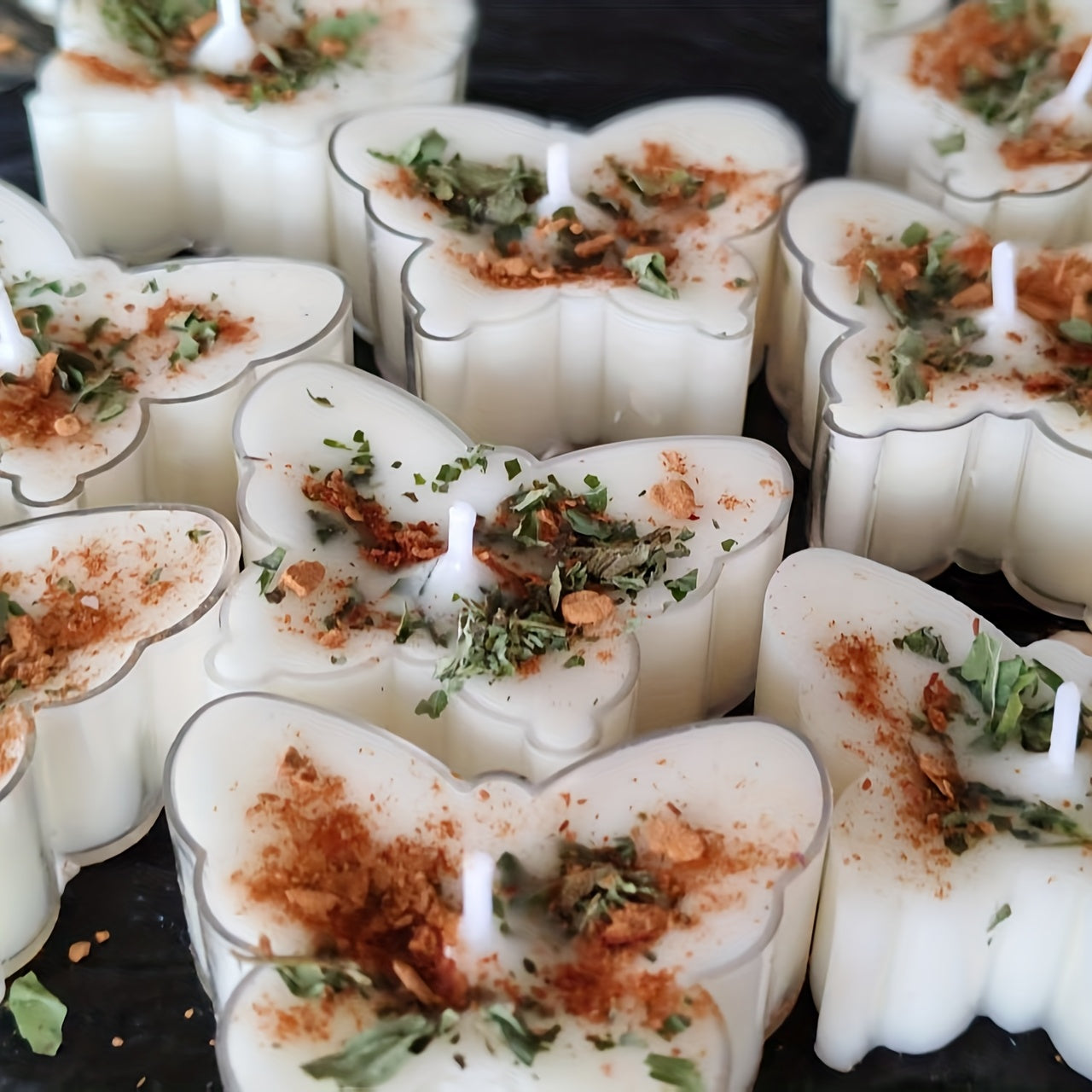 9pcs Soy Wax Butterfly Tea Light Candles in Glass Holders with Dried Flower Decorations - 4-Hour Burn Time, Lavender Scented Soy Wax for Home Decor, Weddings, Birthdays, Thanksgiving, Christmas, Valentine'S Day, Easter - Eleg