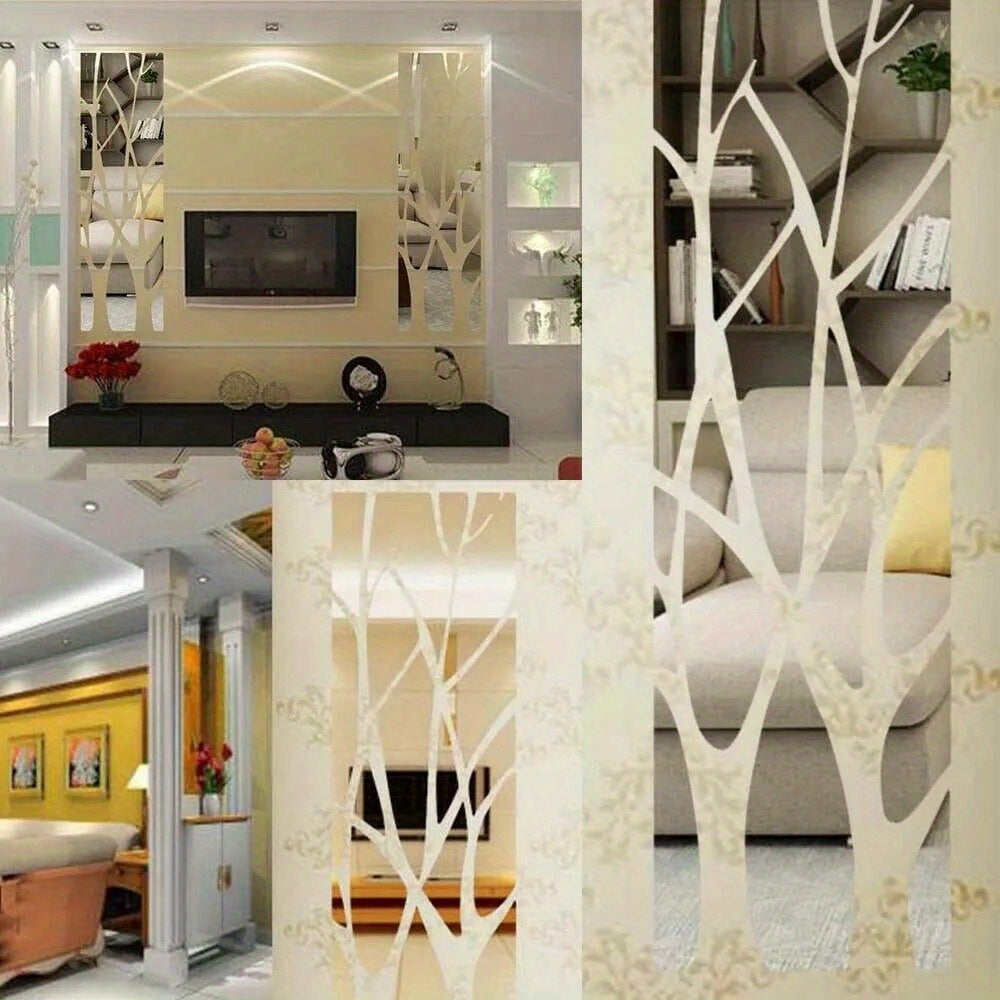 3D Mirror Tree Art Removable Wall Sticker, Acrylic Mural Decal for Home and Room Decoration