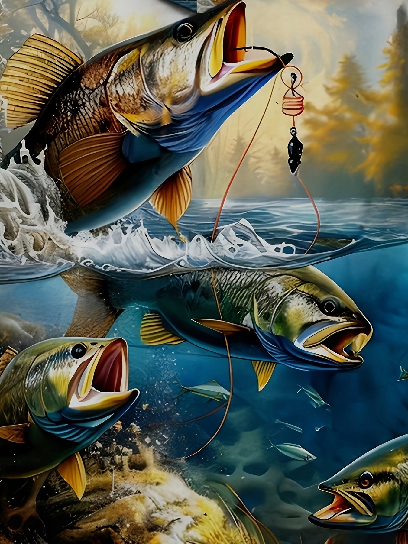 Men's Fishing Hoodie Realistic Jumping Fish Sweatshirt