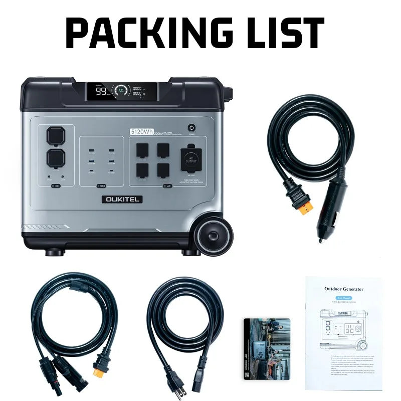 Oukitel P5000E Portable Power Station 2200W 5120Wh LiFePO4 Battery For Camping