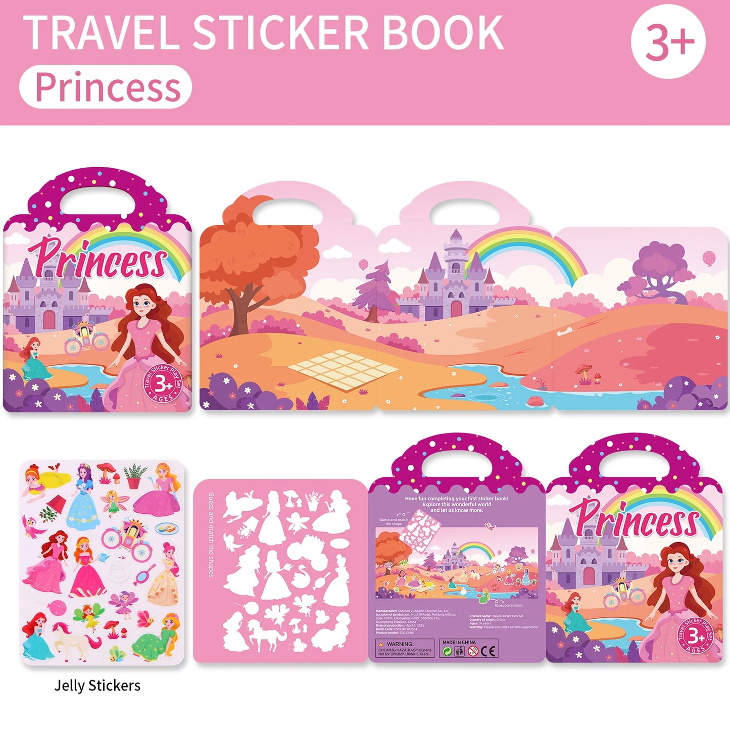 Kids' Reusable DIY Sticker Books Multi-Theme Bubble Sticker Jelly Stickers Portable Montessori Sticker Toy Gifts for Children