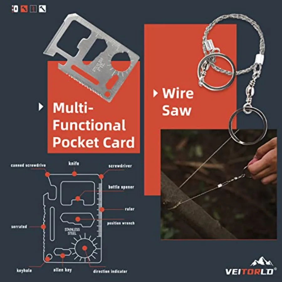 12in1 Survival Kit Gear for Men Dad Outdoor Equipment for Fishing and Hunting