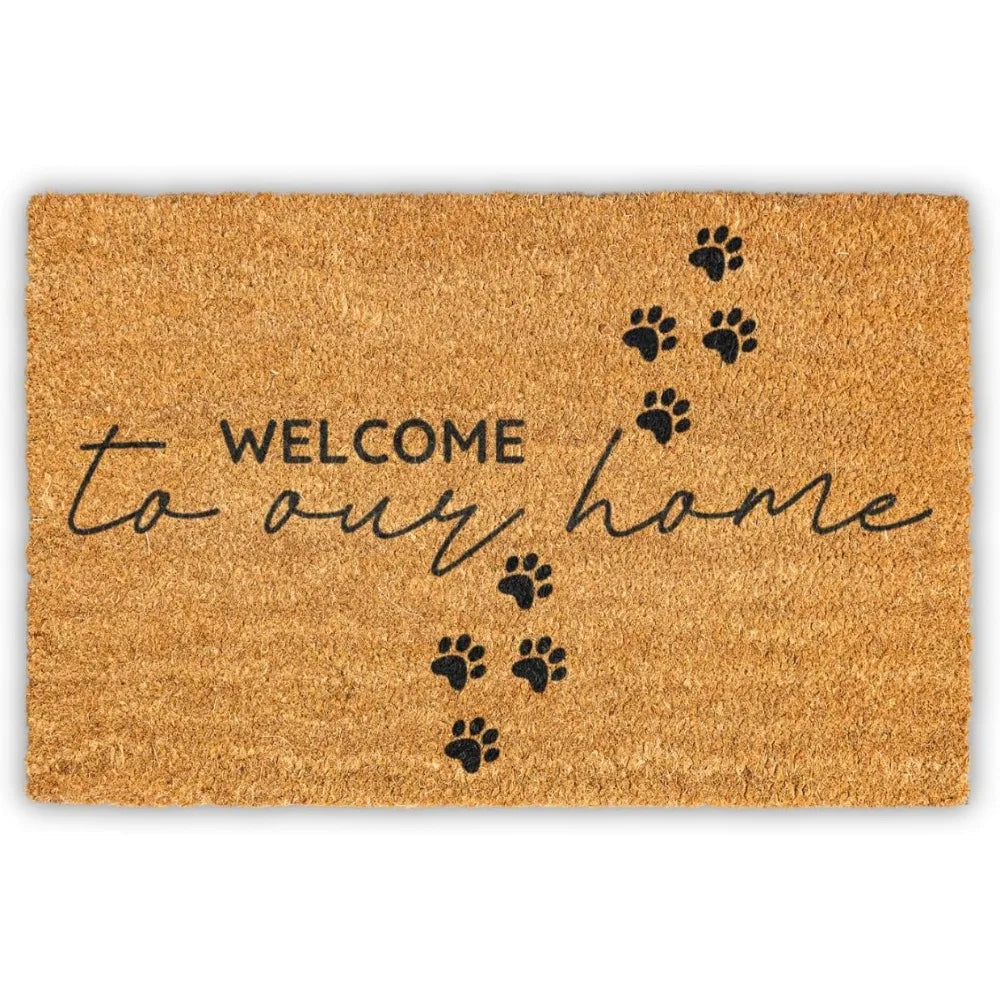 Welcome Mat With Dog Paw Print Indoor Outdoor Front Door
