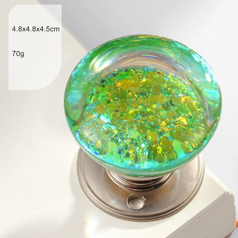 Retro Round Resin Door Knob Crystal Flower Transparent