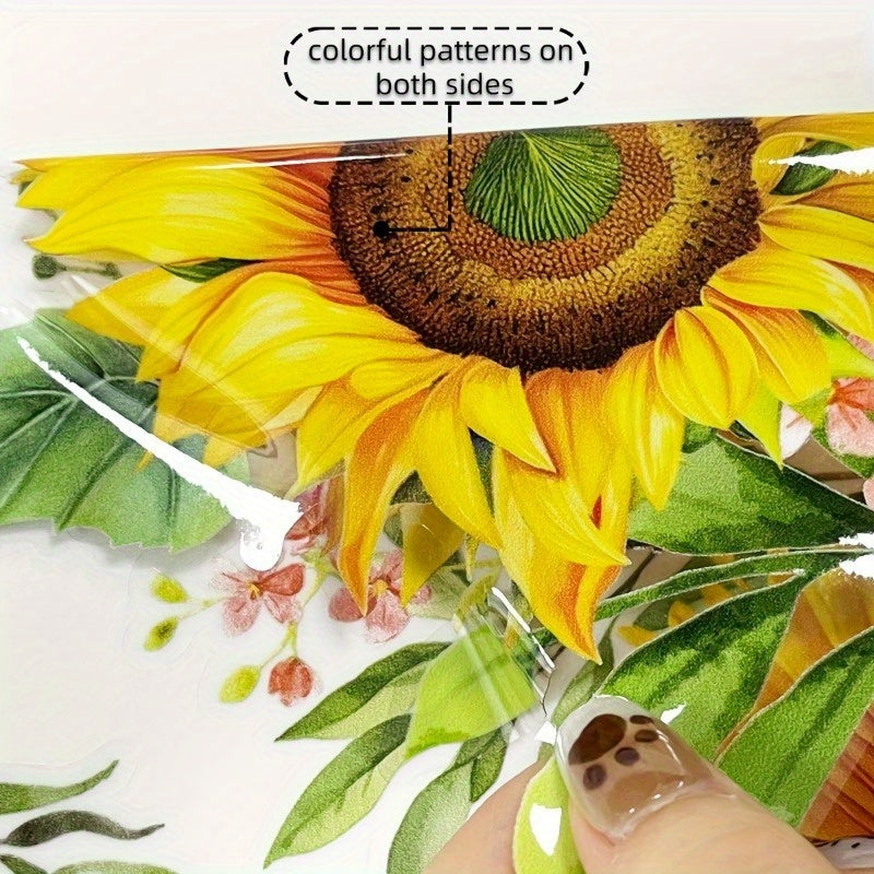 Double Sided Sunflower Glass Sticker PVC Static Cling