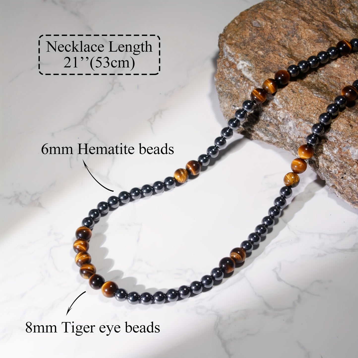 Grounding Tiger Eye Necklace with Hematite Beads for Balance