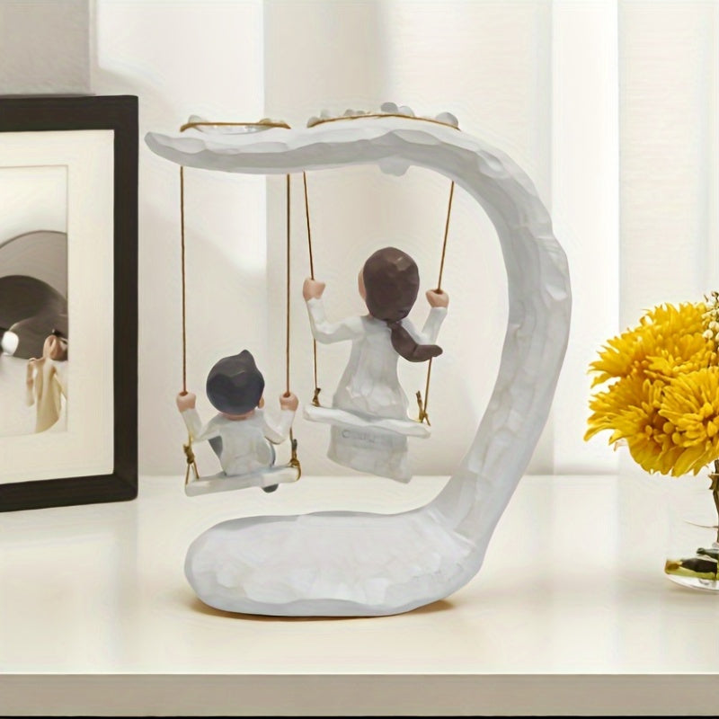 Hand Painted Mother And Son Swing Sculpture 8 Inch Home Decor Gift From Son