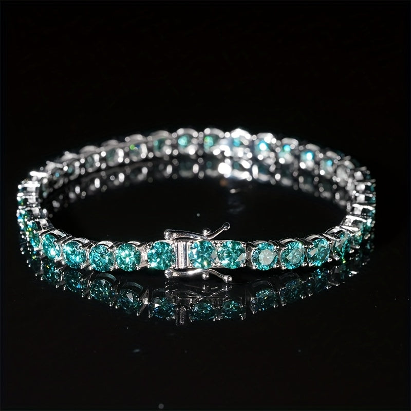 Green Moissanite Bracelet, S925 Silver High-End Multifunctional Tennis Chain, Light Luxury Jewelry Suitable for Both Men And Women, Perfect Gift for Engagement, Wedding, Valentine'S Day, Mother'S Day, Anniversary, And Daily/