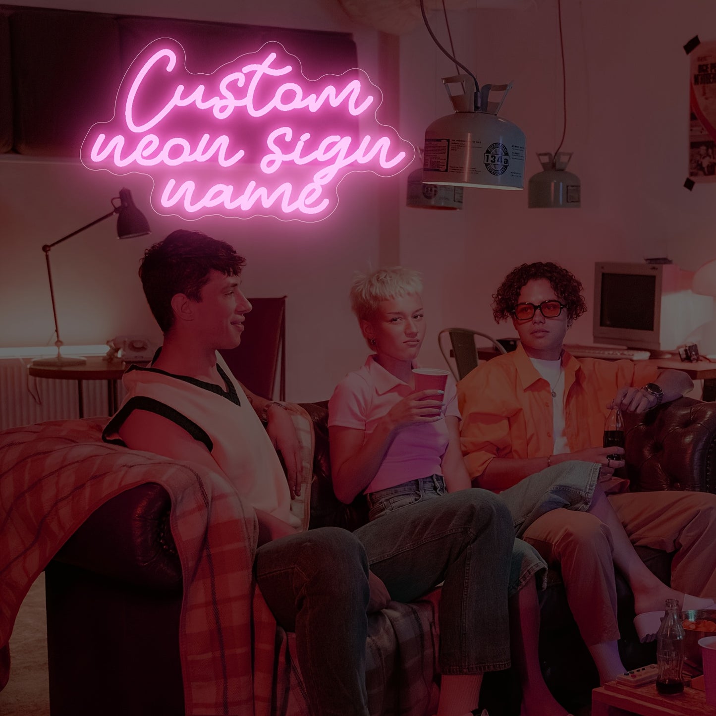 Custom Three Row Led Neon Lights With Names For Home Decor