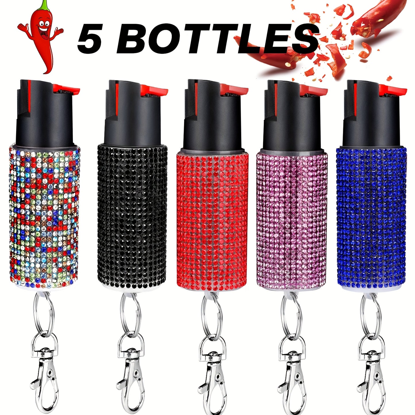 5Bottles Hot Pepper Spray Portable Pepper Pray Outdoor Protection Quick to Aim Safe And Easy to Use Pepper Pray for Hiking & Camping Suitable for Women And Police., Personal Safety Device, Hiking Protection, Compact Design, L