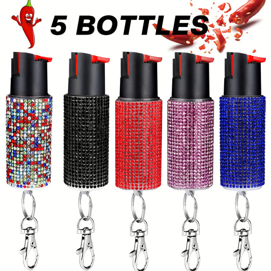 5Bottles Hot Pepper Spray Portable Pepper Pray Outdoor Protection Quick to Aim Safe And Easy to Use Pepper Pray for Hiking & Camping Suitable for Women And Police., Personal Safety Device, Hiking Protection, Compact Design, L
