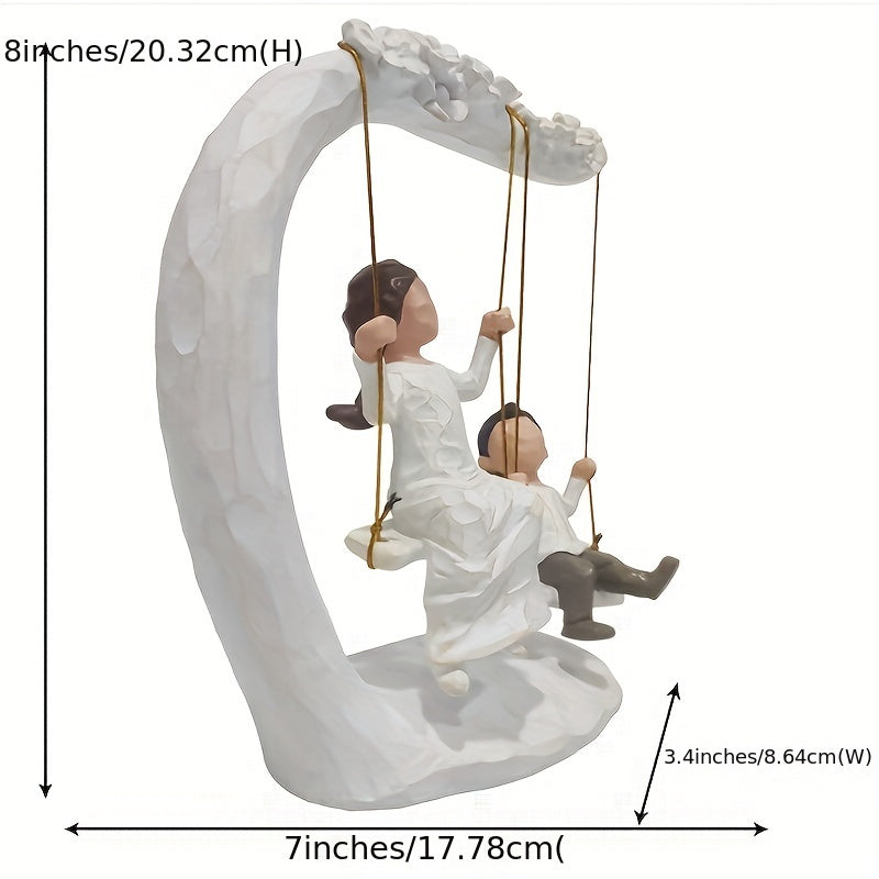 Hand Painted Mother And Son Swing Sculpture 8 Inch Home Decor Gift From Son