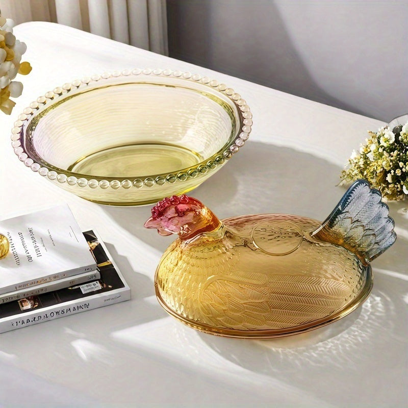 Elegant Crystal Glass Chicken Shaped Jar With Lid Pink Green Yellow Candy