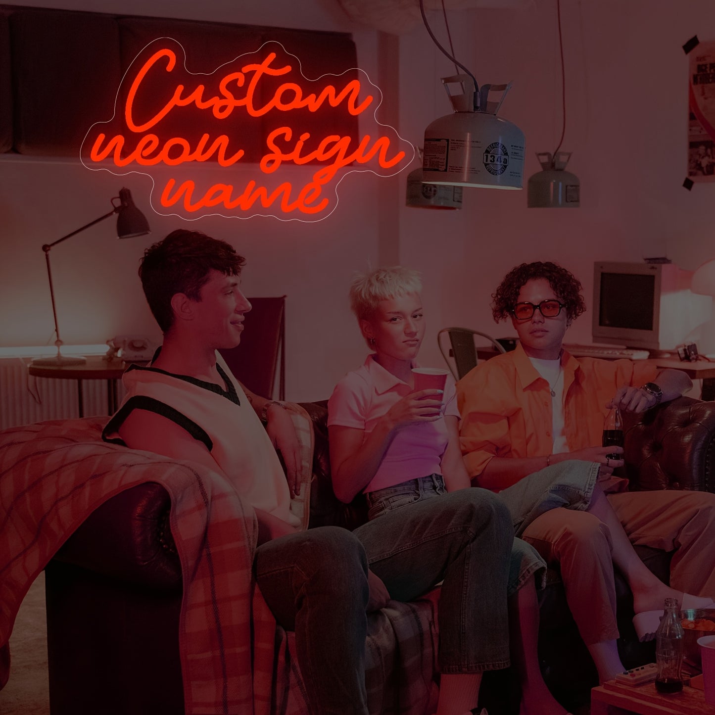 Custom Three Row Led Neon Lights With Names For Home Decor