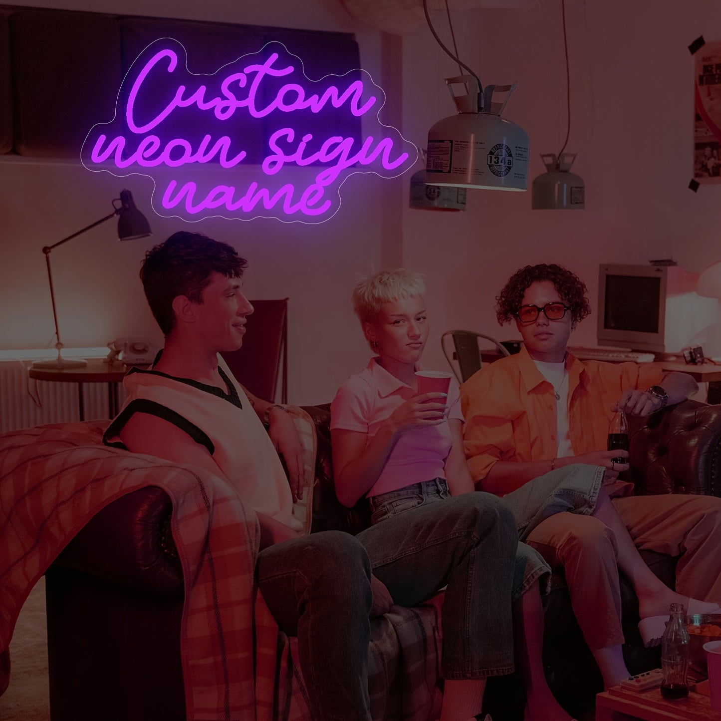 Custom Three Row Led Neon Lights With Names For Home Decor