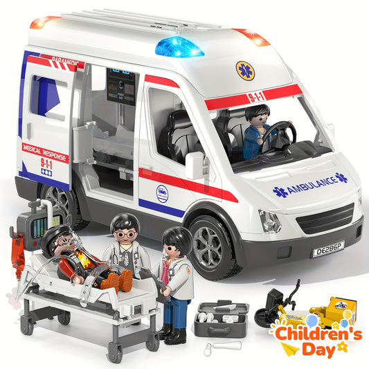Kids Emergency Ambulance Playset With Lights And Sound
