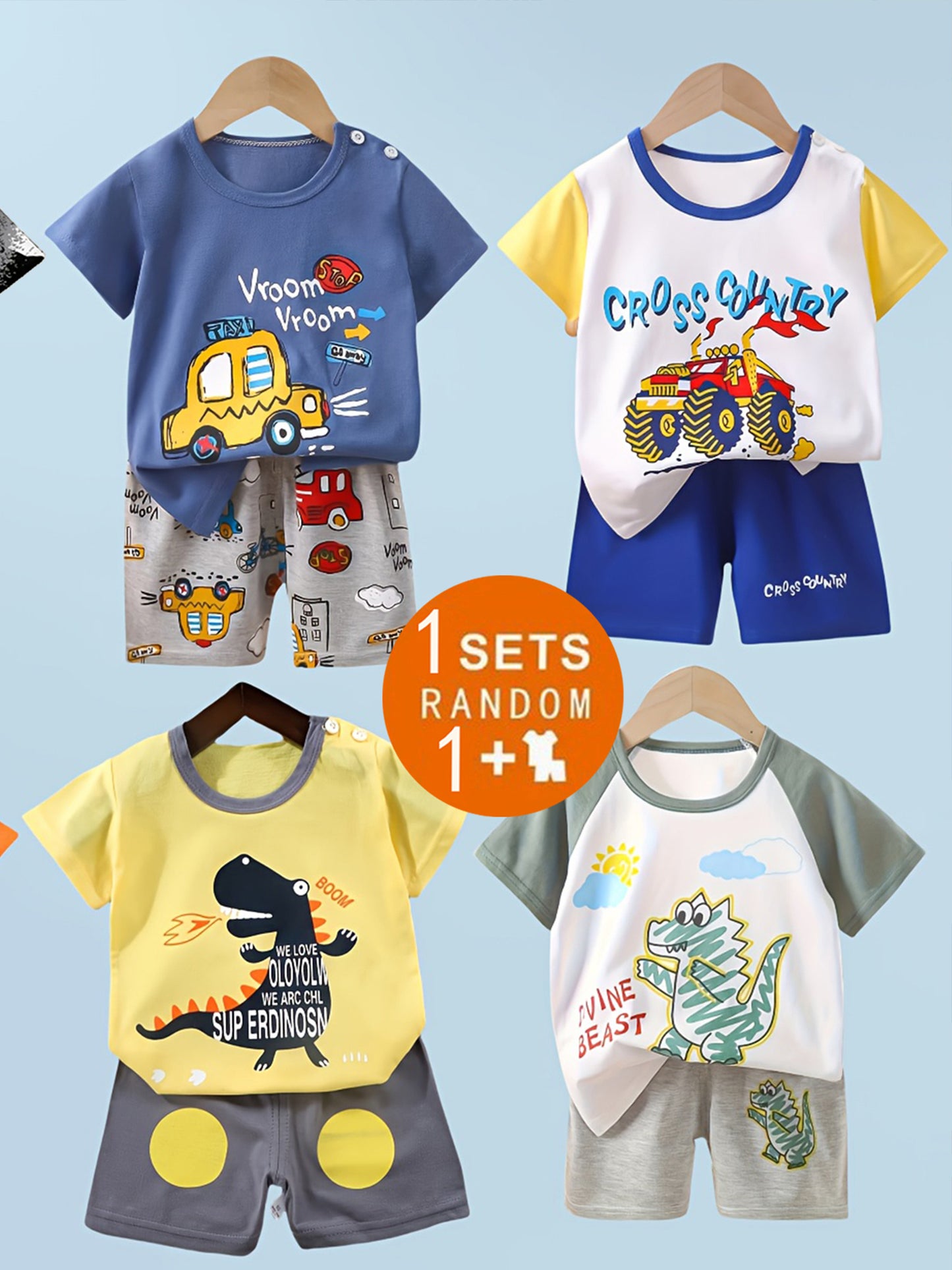 3D Printed Boys Casual Short Sleeve T Shirts and Shorts Sets Outdoor Wear