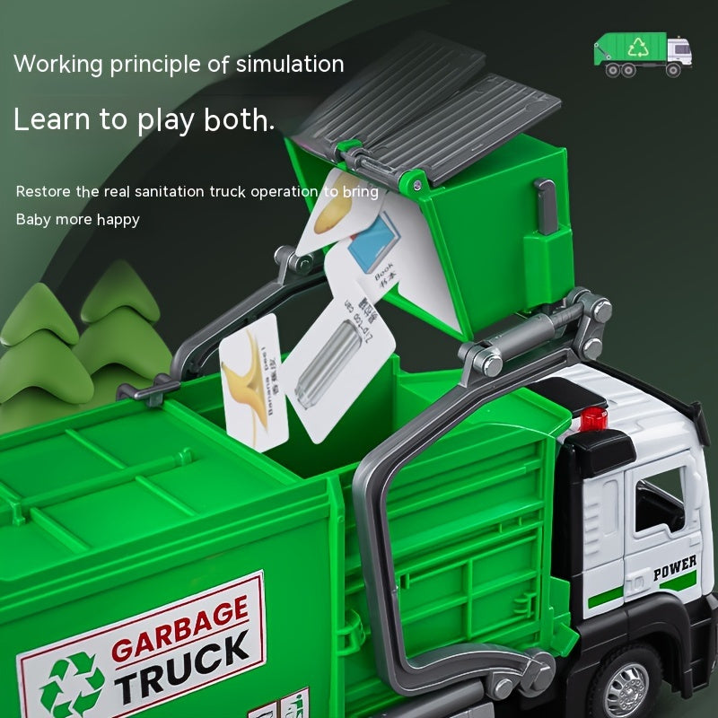 Garbage Truck Toy With Four Trash Bins Sound And Light