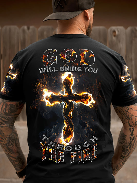 Mens Religious Graphic Tee Back Print Cross Bible Verse