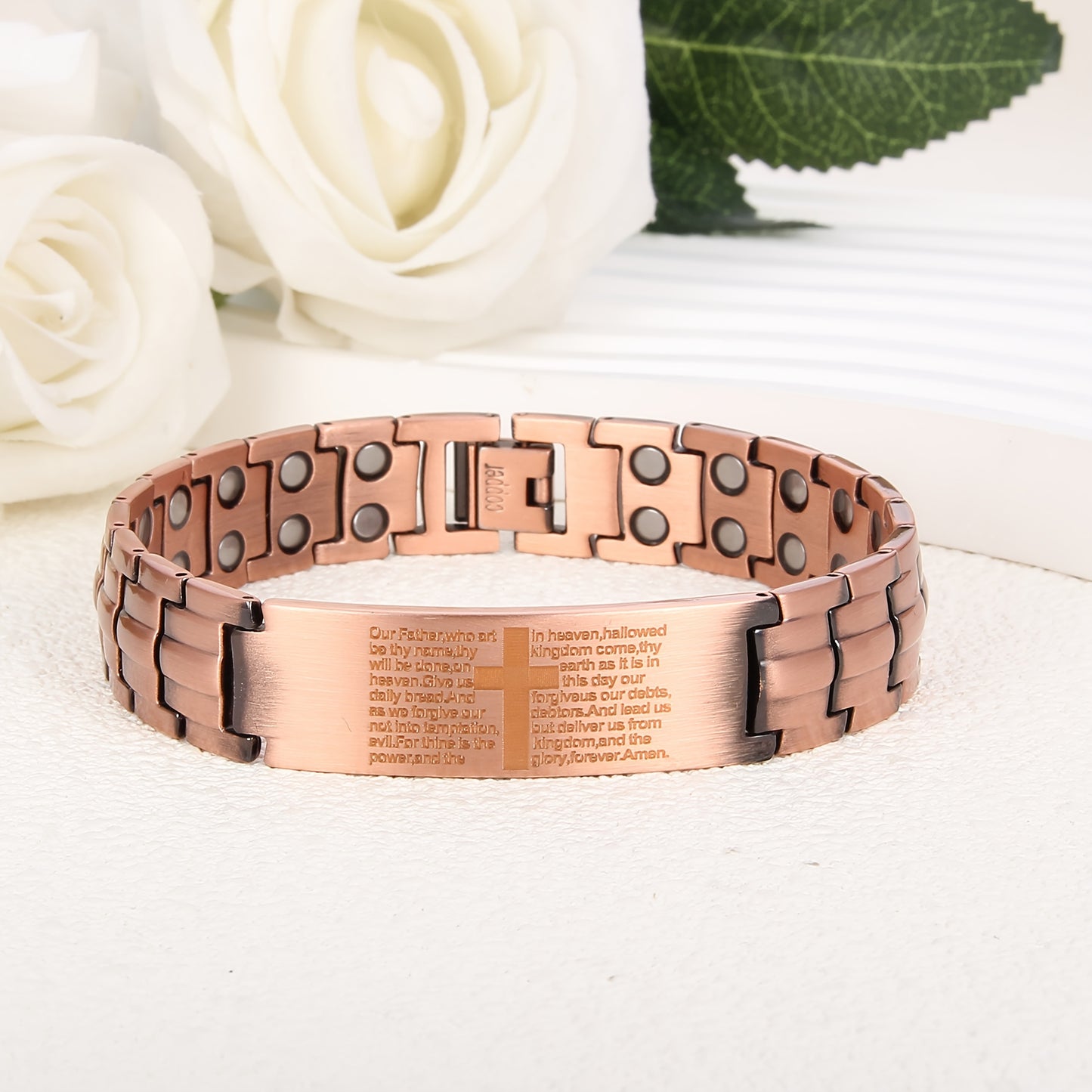 Cross Magnetic Copper Bracelets For Men With Sizing Tool