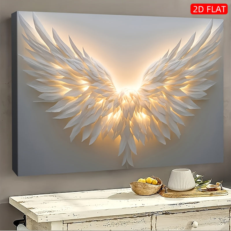 Angel Wings Wall Art Embedded Wood Frame Canvas Modern Decor
