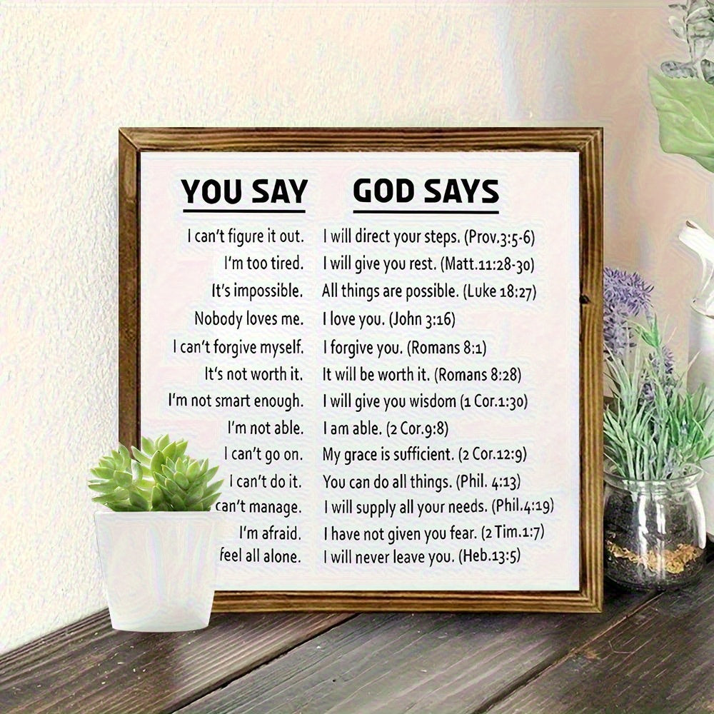 Dual Sided Bible Verses Wooden Frame Sign 8x8 Inches