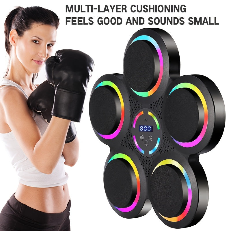 1pc BABONA Wireless Wall Mounted Intelligent Music Boxing Machine With LED Colorful Lights, USB Charging, 3D Sound, Intelligent Boxing Machine With Boxing Gloves, Music Synchronization, LED Counting System, ABS Material, Gift