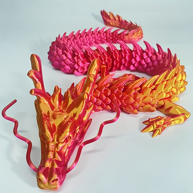 35.4" Giant Poseable 3D Printed Chinese Dragon Collectible Figurines | Articulated Joints Fantasy Decor, Flexible Desk Sculpture for Home/ Office/ Car Decor | Unique Mother's Day & Father's Day Gifts for Mom Dad, Perfect for
