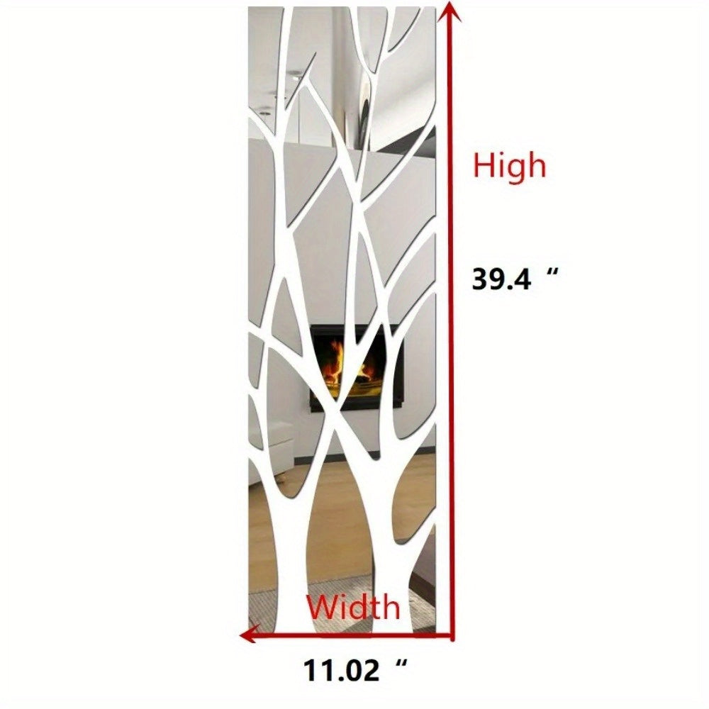 3D Mirror Tree Art Removable Wall Sticker, Acrylic Mural Decal for Home and Room Decoration