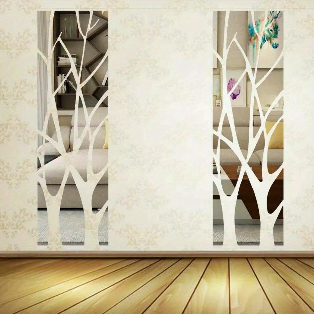 3D Mirror Tree Art Removable Wall Sticker, Acrylic Mural Decal for Home and Room Decoration