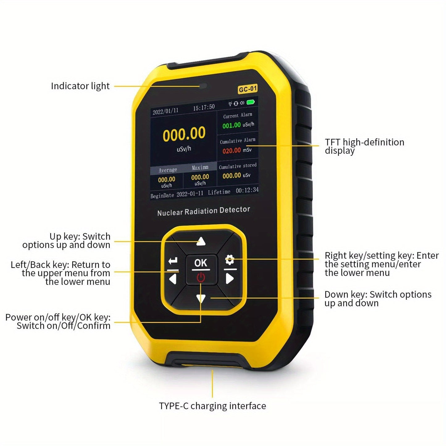 Geiger Counter Nuclear Radiation Detector With LCD Display