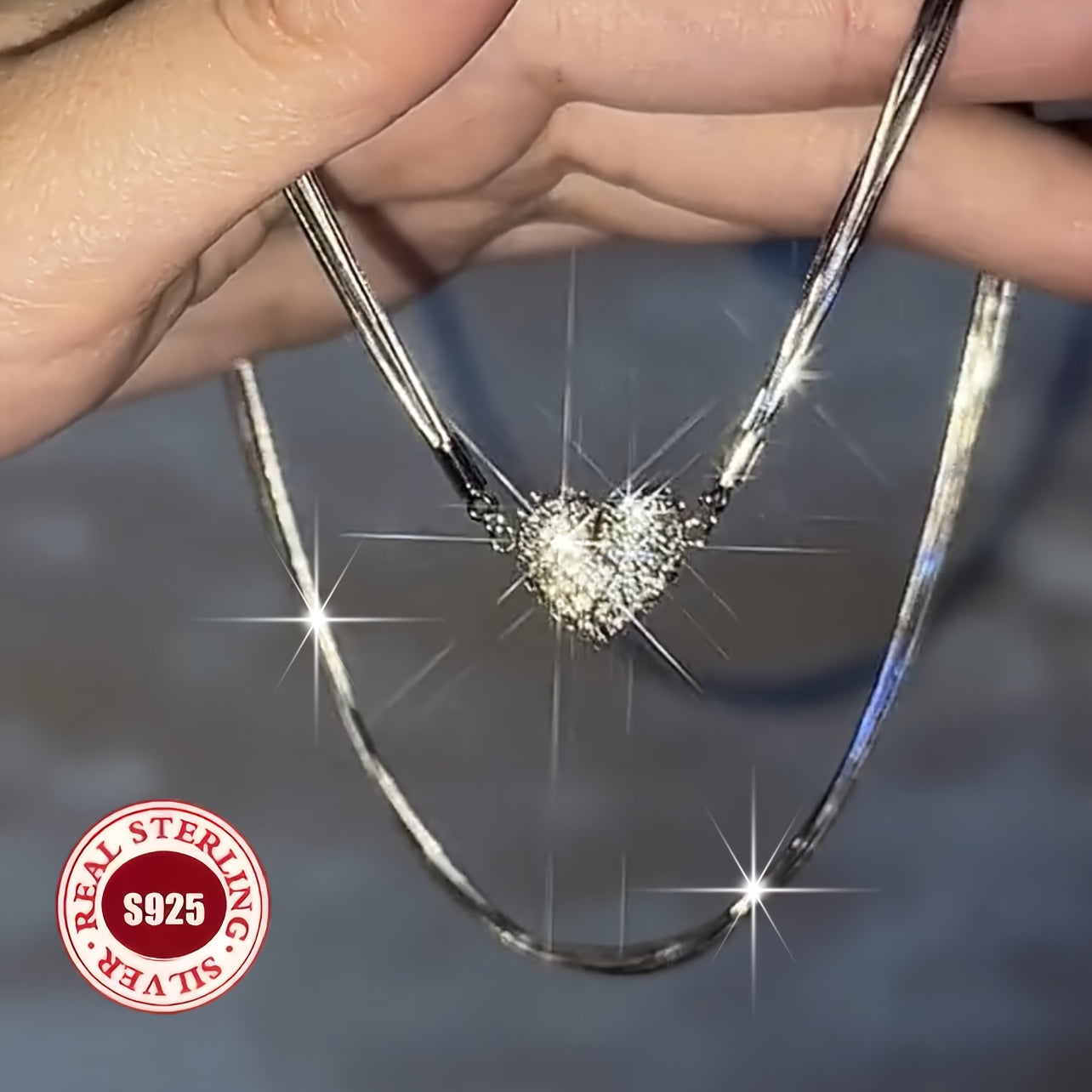 Elegant S925 Sterling Silver Three Layer Heart Necklace