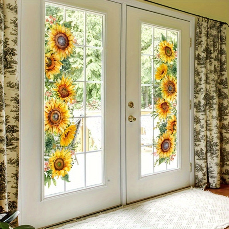 Double Sided Sunflower Glass Sticker PVC Static Cling