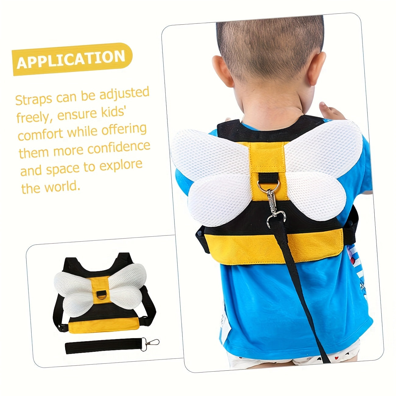 Yellow Anti Lost Harness Leash For Kids 2 In 1 Safety Belt
