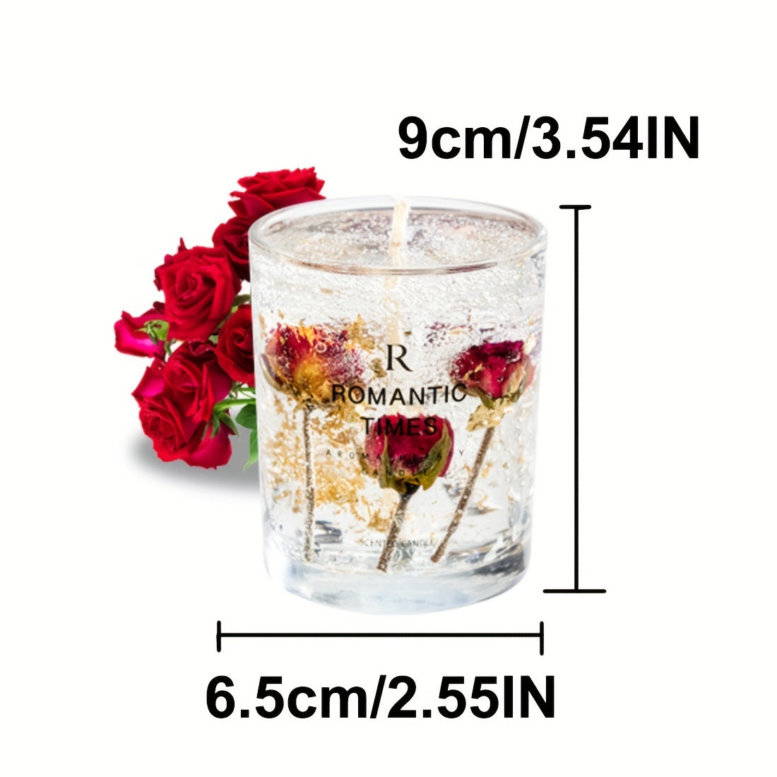 Romantic Times Floral Scented Soy Candle With Real Flowers