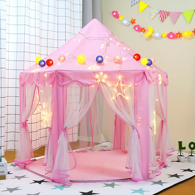 Princess Girls Castle Play Tent With Star Lights 55x53in