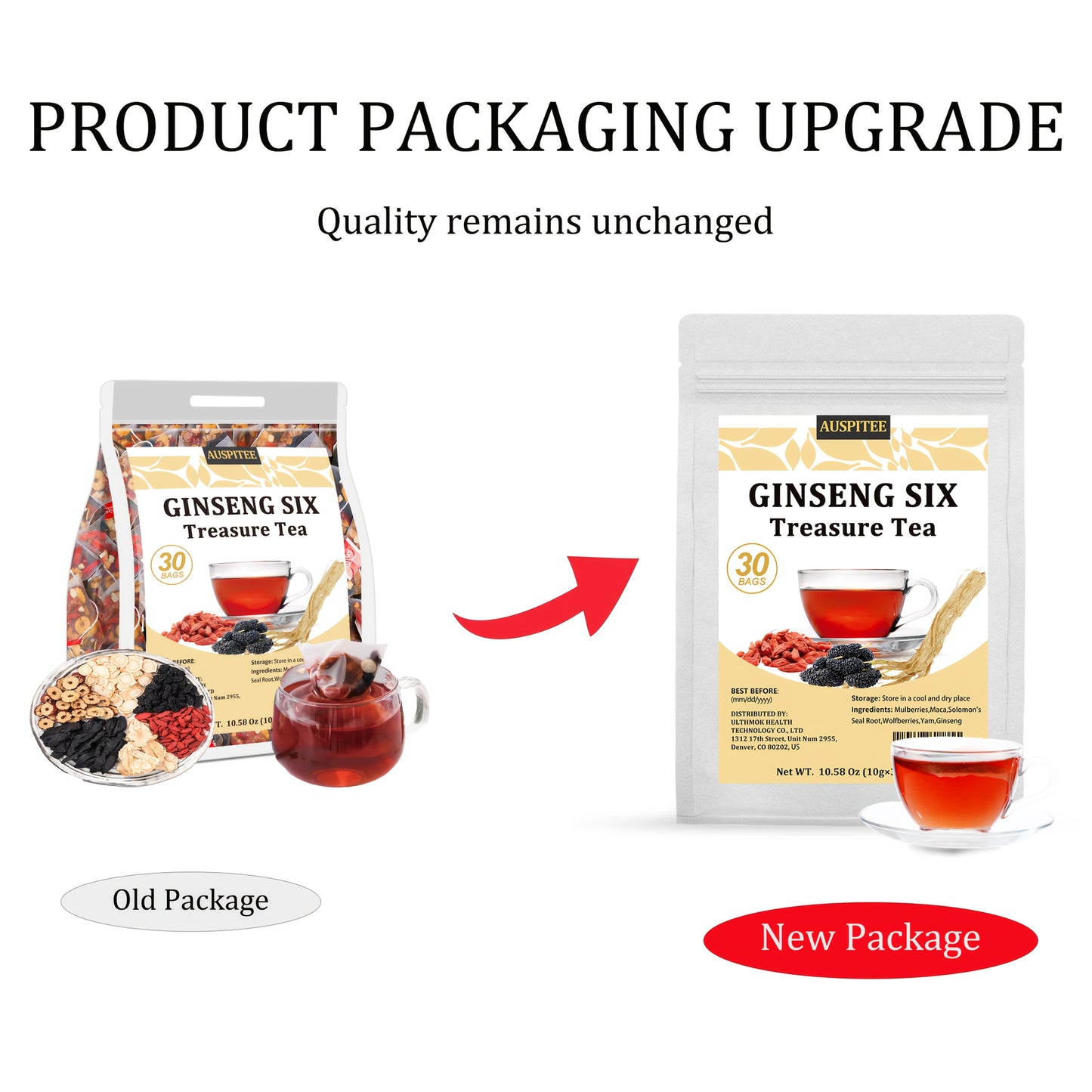 Ginseng Six Treasures Tea 10g 30 Packs Mulberry Wolfberry