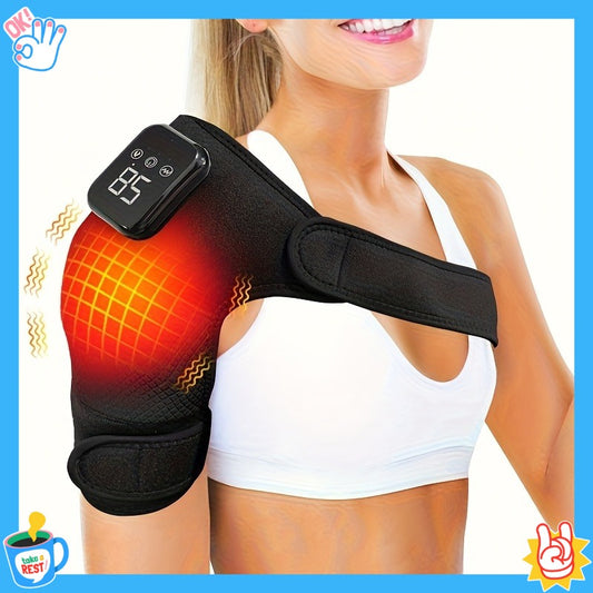 Cordless Shoulder Heating Massager, Electric Heat Vibration, Shoulder, Elbow, Knee, 3 Levels of Heat 3 Levels of Vibration, 3 Levels of Cordless Shoulder Heating Pad with Vibration - LED Touch Screen, Gift for Parents