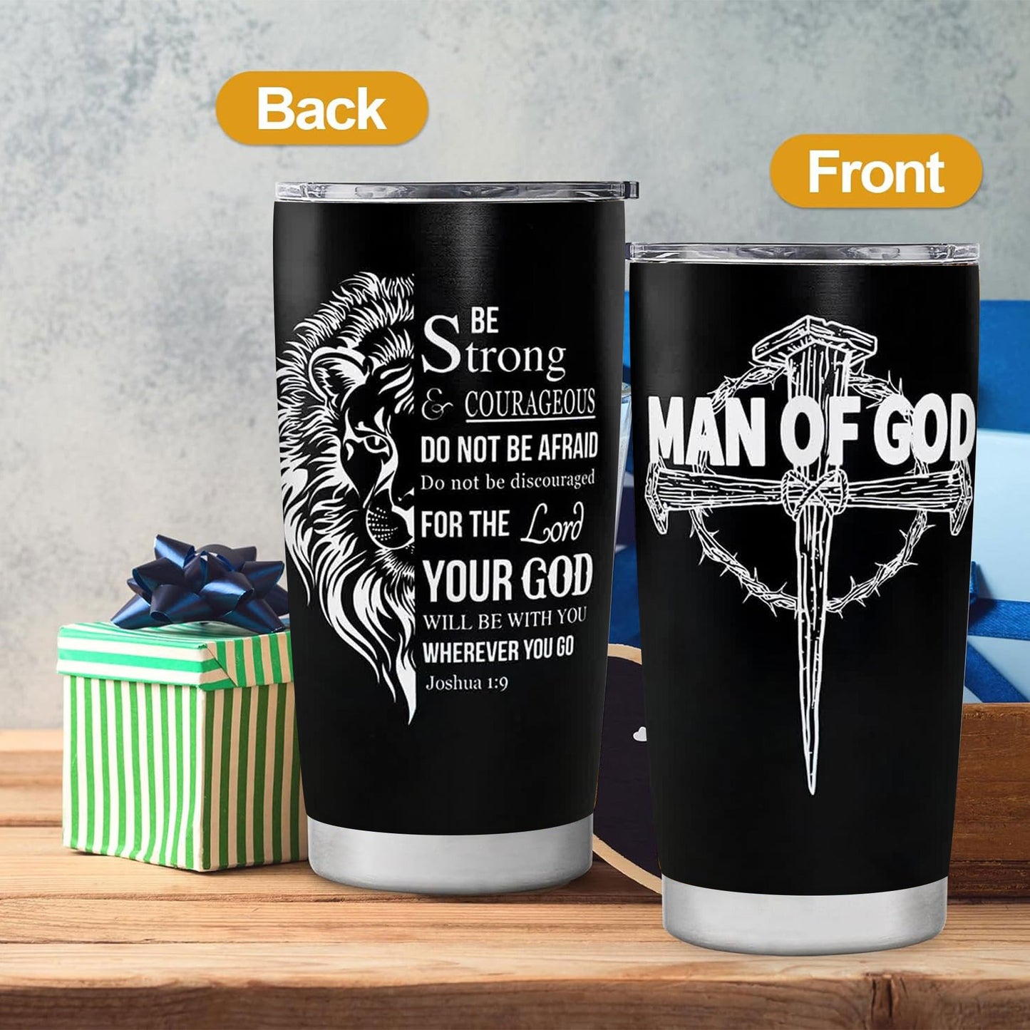 Christian Tumbler For Men 20oz With Straw Graduation Gift