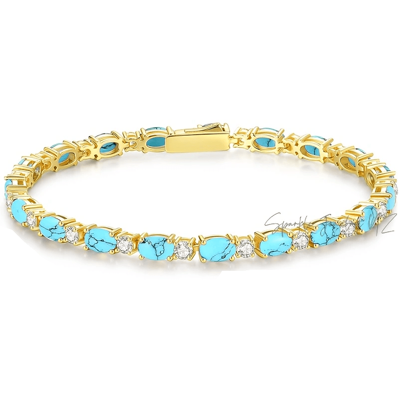 925 Sterling Silver Turquoise Tennis Bracelet, High-quality Jewelry for Women, Handcrafted, Birthday Stone Bracelet, Mother'S Day Gift for Mom, Anniversary Gift, Banquets And Exquisite Jewelry Boxes, Accessories for Women Bra