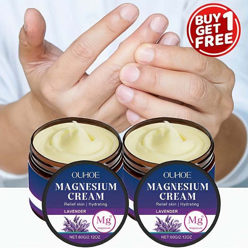 Buy One, Get One Free Promotion Pack: Body Massage Magnesium Cream, Long-lasting Moisturizing Lavender Body Cream, Contains Plant-based Squalane, Muscle Moisturizing Formula Designed For Athletes And The Elderly, Perfect Hall