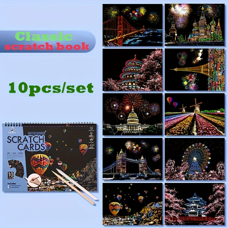 Scratch Art Book for Adults - Colorful City Series Scratch Art | Scratch Painting Foil Art for Adults | Scratch And Sketch City Series Books | Foil Engraving Scratch Art Adult, The Best Choice for Birthday/Holiday Gifts Chris