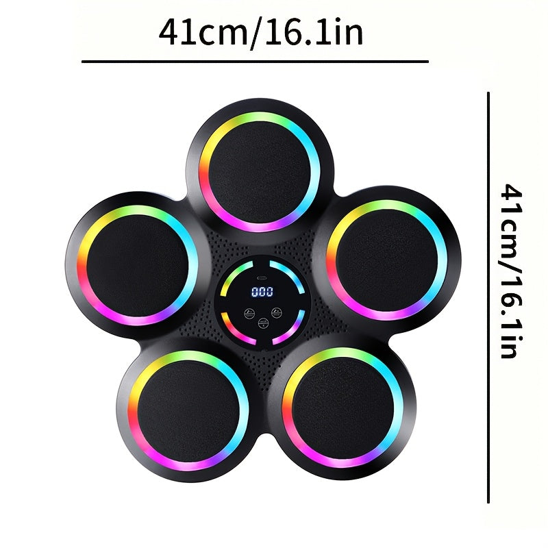 1pc BABONA Wireless Wall Mounted Intelligent Music Boxing Machine With LED Colorful Lights, USB Charging, 3D Sound, Intelligent Boxing Machine With Boxing Gloves, Music Synchronization, LED Counting System, ABS Material, Gift