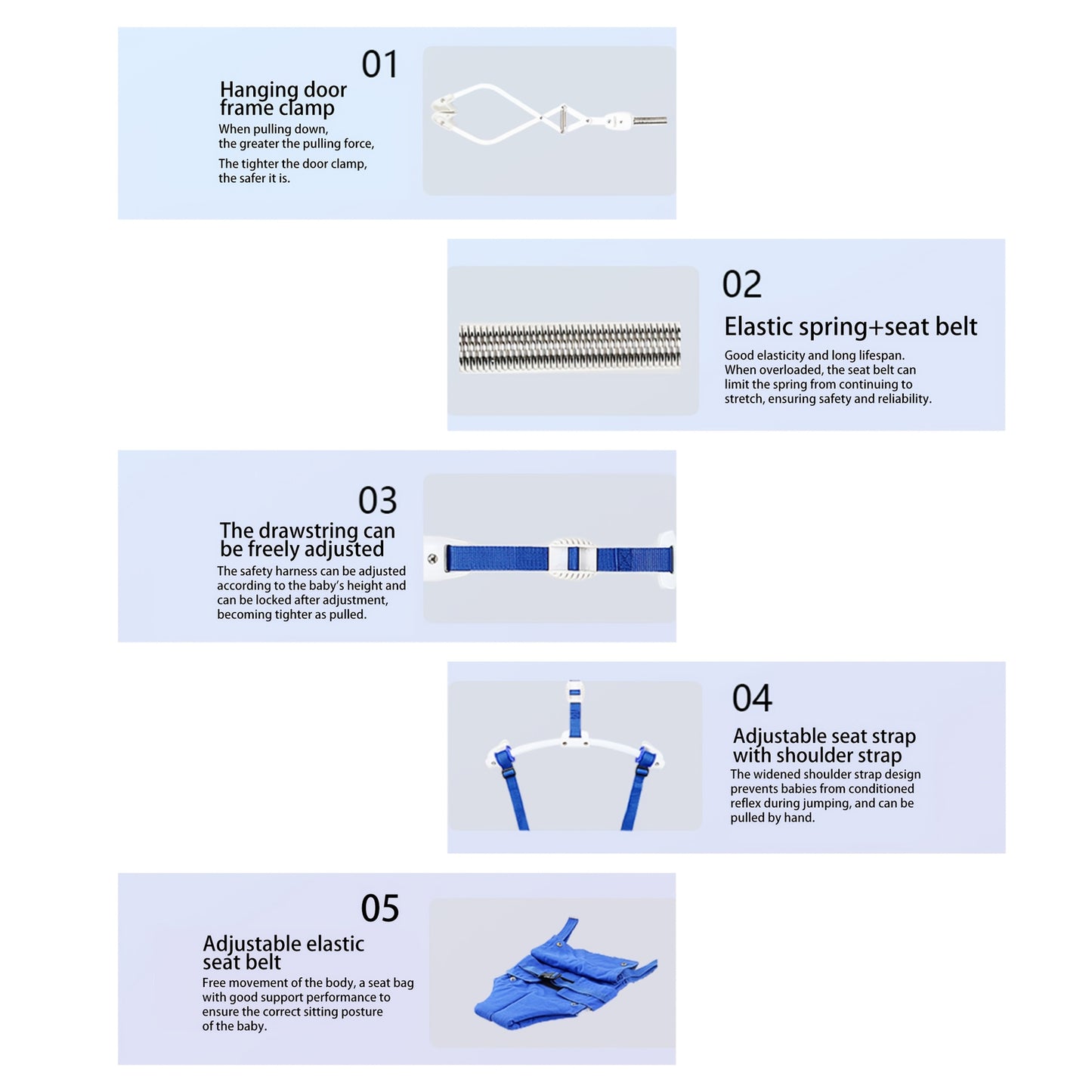 Adjustable Baby Walking Harness Comfort Seat Nylon Blue