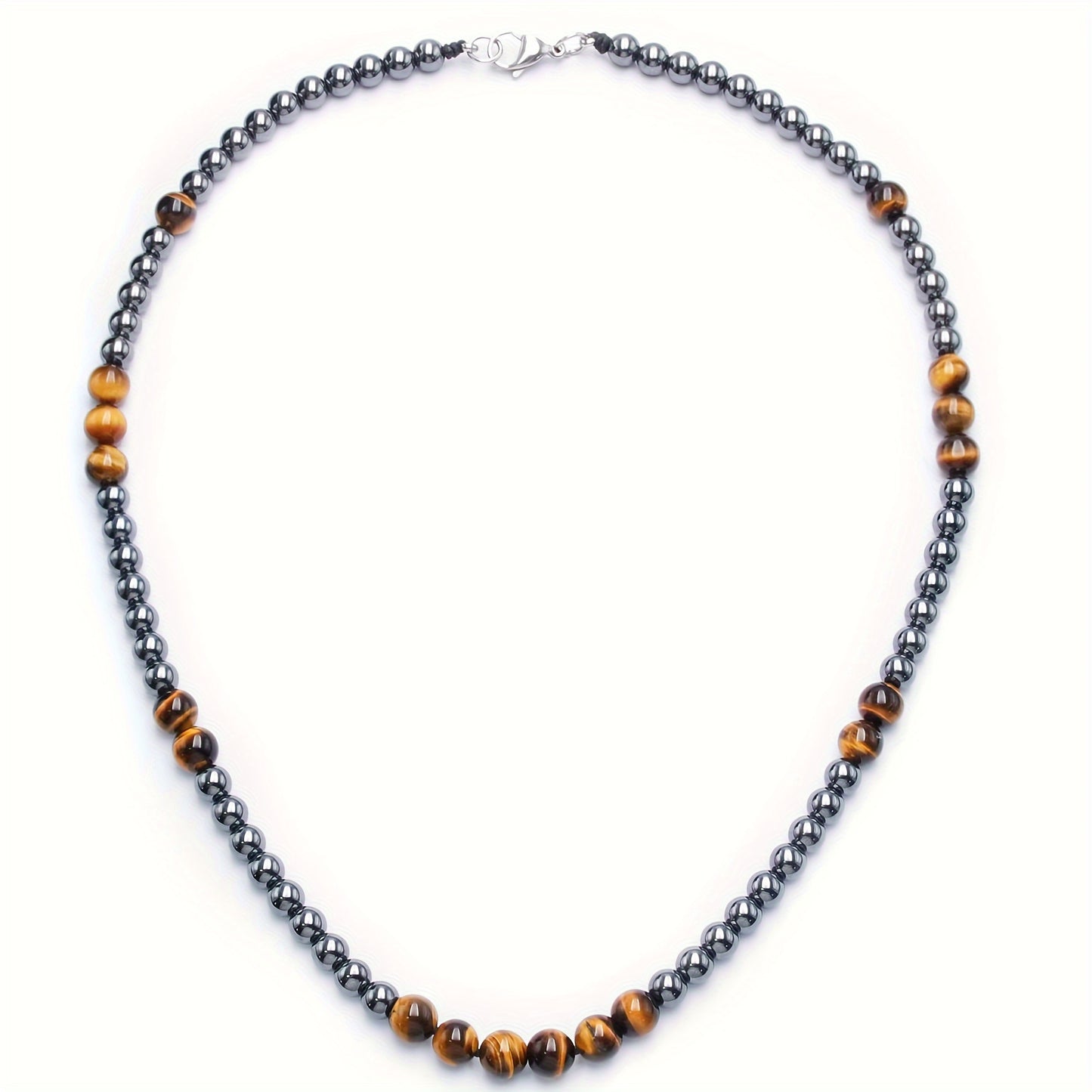 Grounding Tiger Eye Necklace with Hematite Beads for Balance