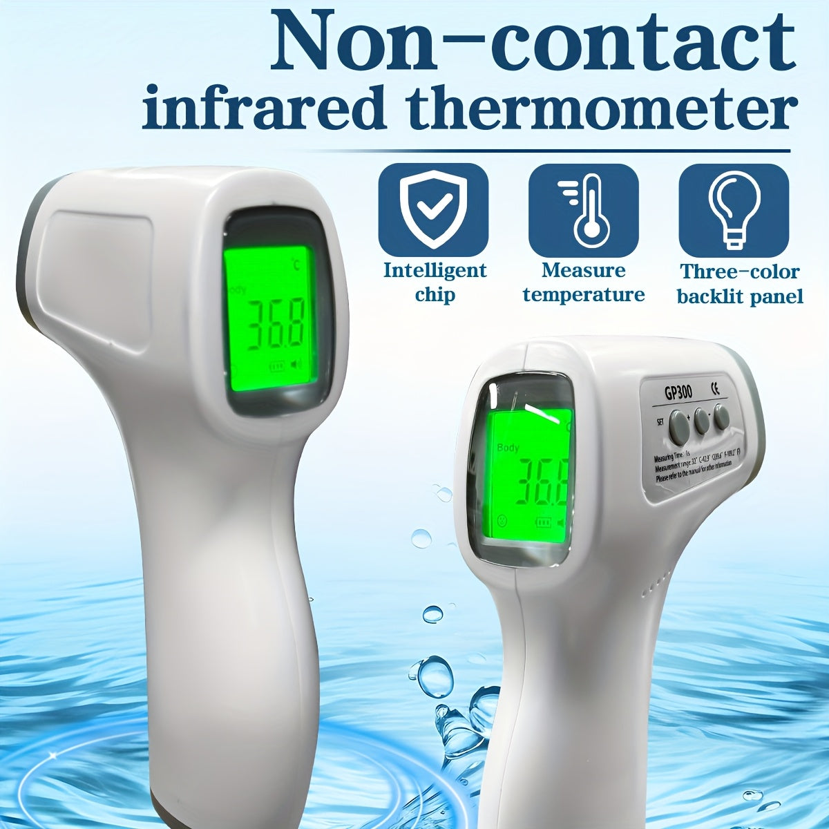 Infrared Thermometer Non Contact LED Display Three Color