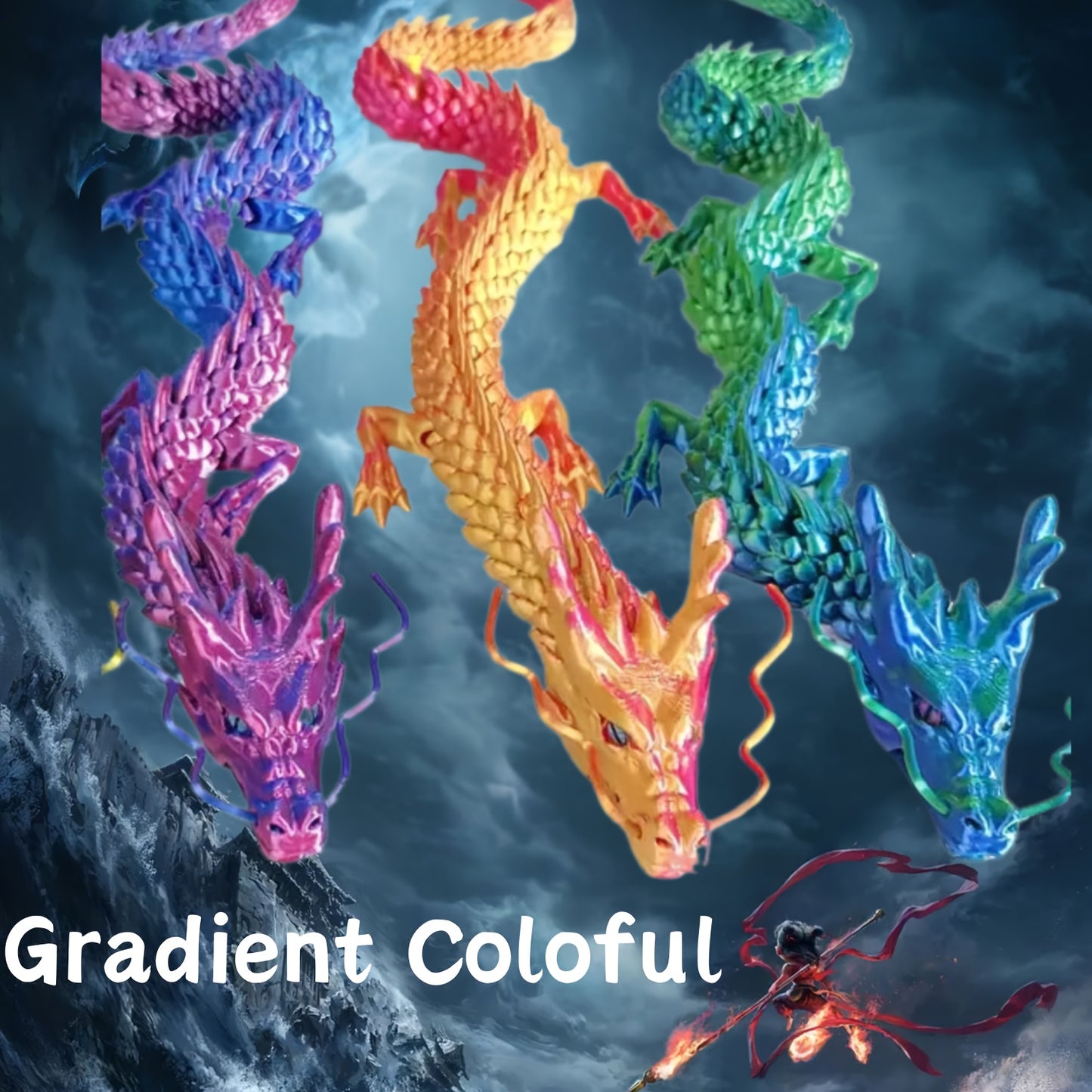 35.4" Giant Poseable 3D Printed Chinese Dragon Collectible Figurines | Articulated Joints Fantasy Decor, Flexible Desk Sculpture for Home/ Office/ Car Decor | Unique Mother's Day & Father's Day Gifts for Mom Dad, Perfect for