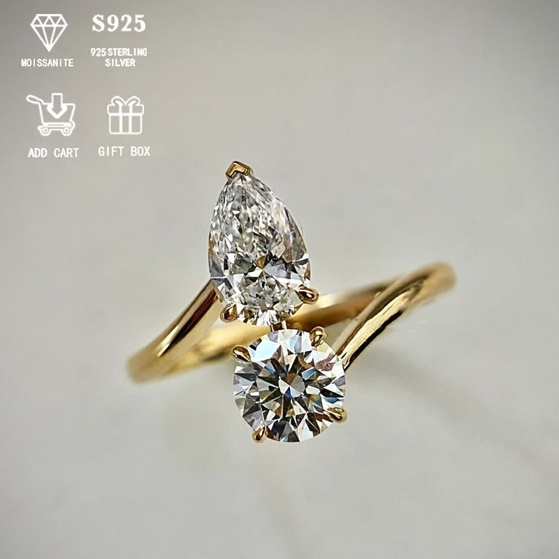 3 Carat Moissanite Ring Hypoallergenic 925 Silver Adjustable