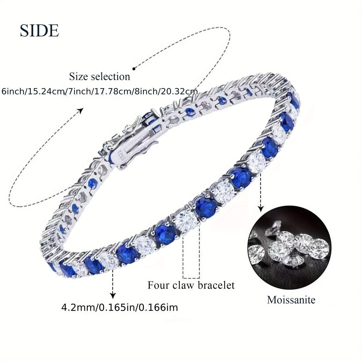 Italian 925 Silver Moissanite Bracelet Anniversary Gift