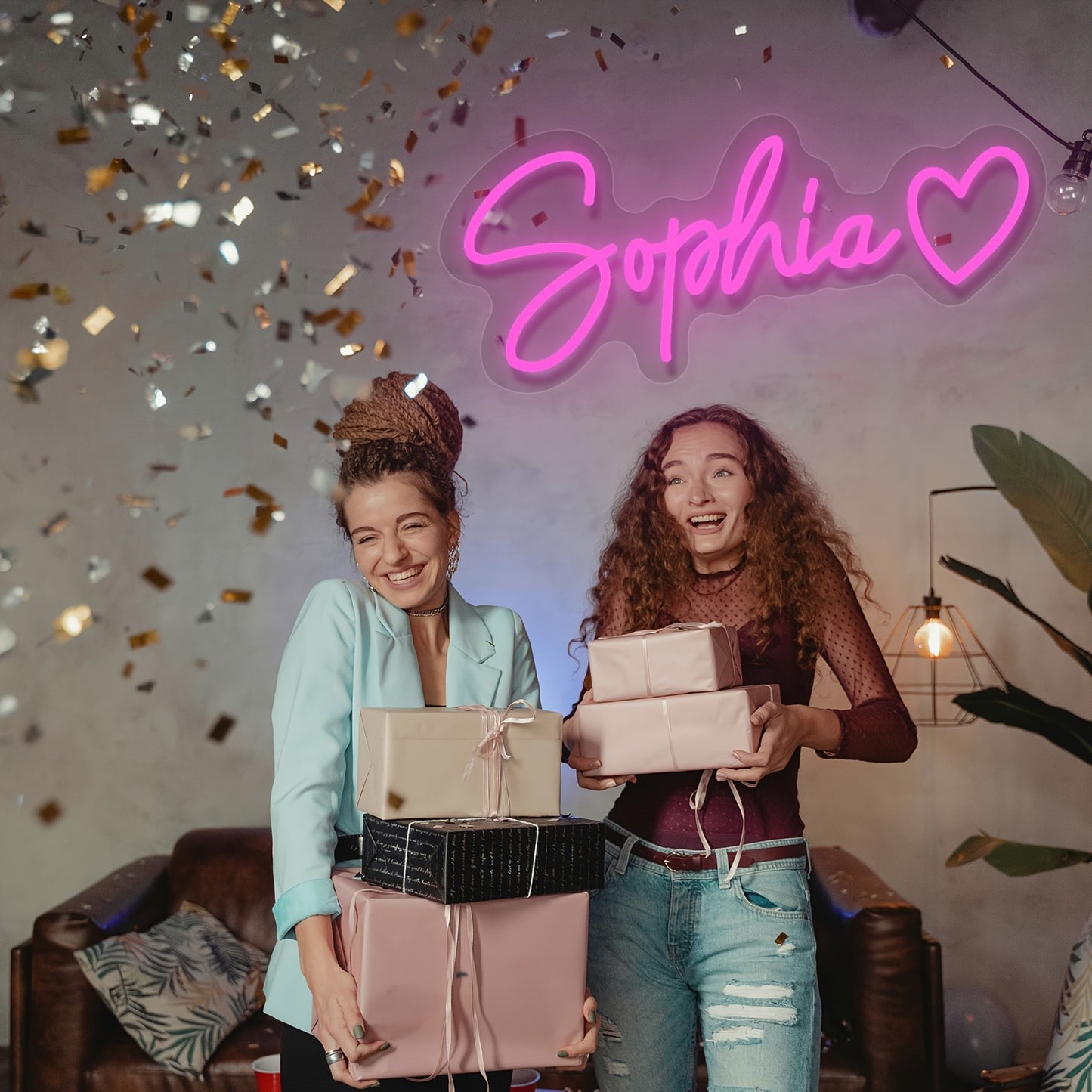 Custom Heart Shaped LED Neon Light USB Wall Mount Decor